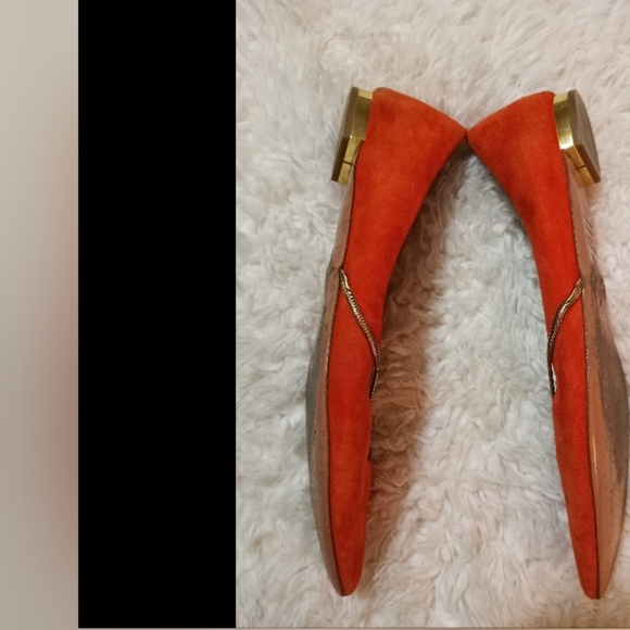 Vintage Aquazzura Firenze Italian Leather Classic Gold Chain Suede Girly Flats - Picture 5 of 9